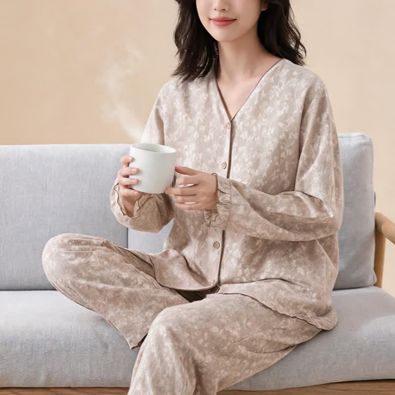 Soft Floral Cotton Button Front Pajamas - image 14