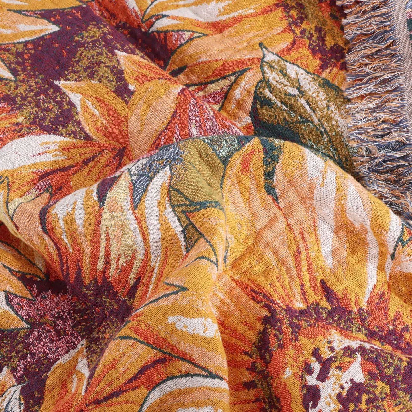 Boho Sunflower Cotton Gauze Bedspread Quilt - image 5