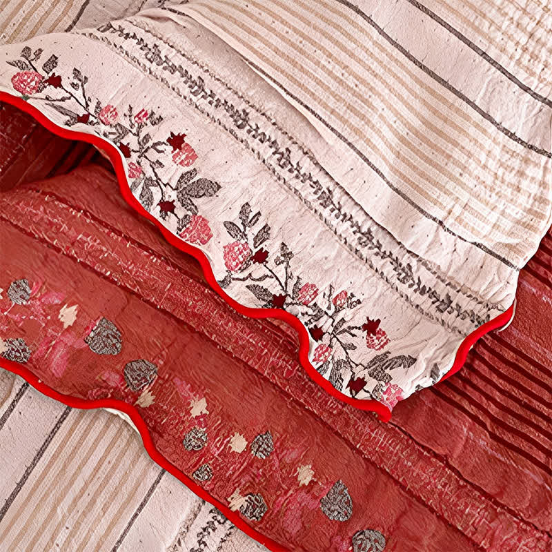 Blush Floral Stripe Washed Cotton Bedding Set - image 4
