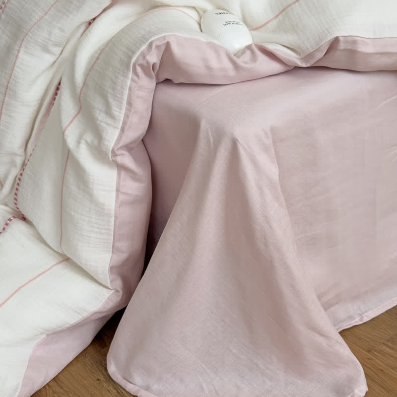 Pink Blossom Washed Cotton Four Piece Bedding Set - image 5