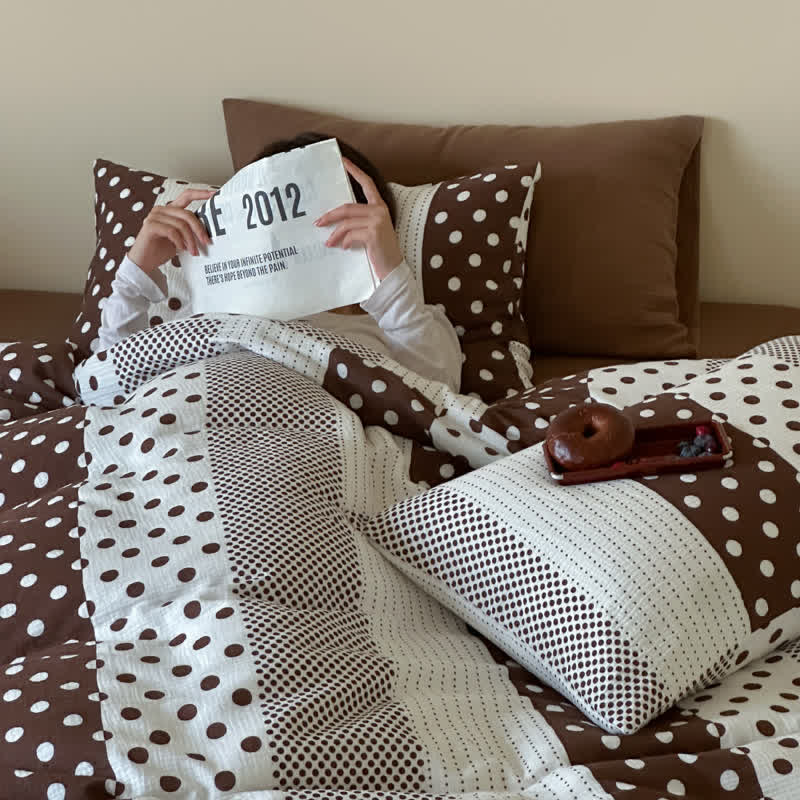 Patchwork Polka Dot Double Gauze Bedding Set - image 9
