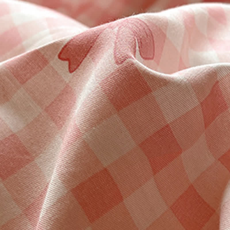 Soft Washed Cotton Bow Plaid Bedding Set - image 8
