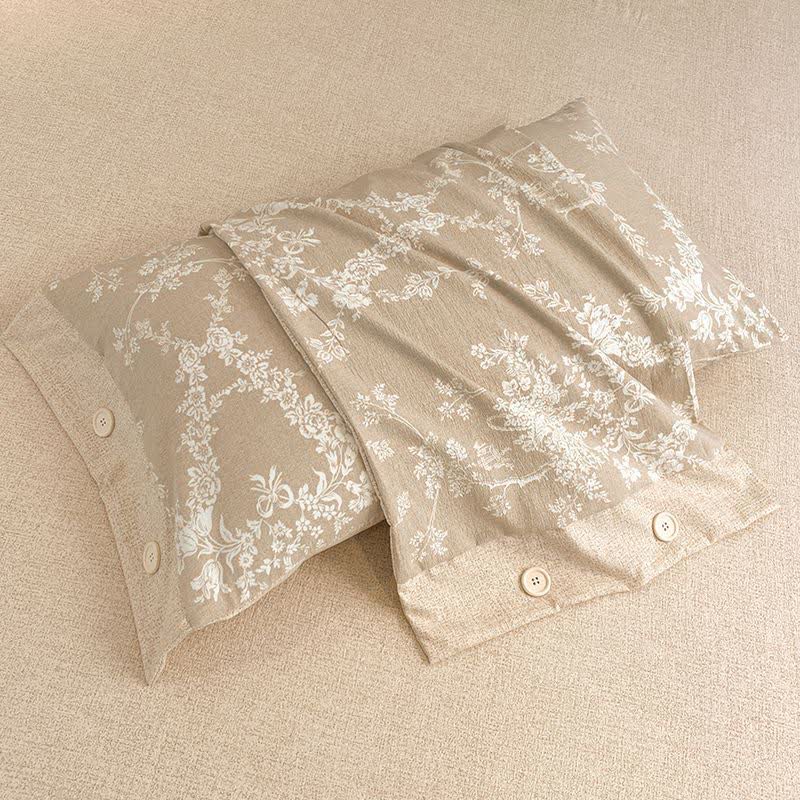 Rustic Floral Cotton Linen Blanket Quilt - image 4