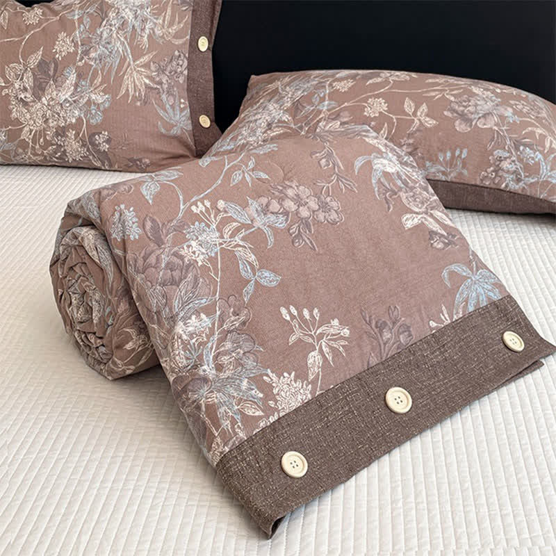 Rustic Botanical Cotton Linen Blanket Quilt - image 2