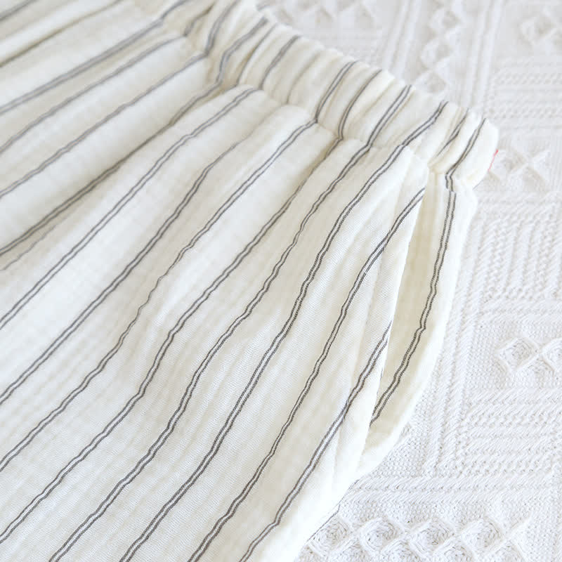 Relaxed Striped Camp Collar Summer Loungewear Set - image 13