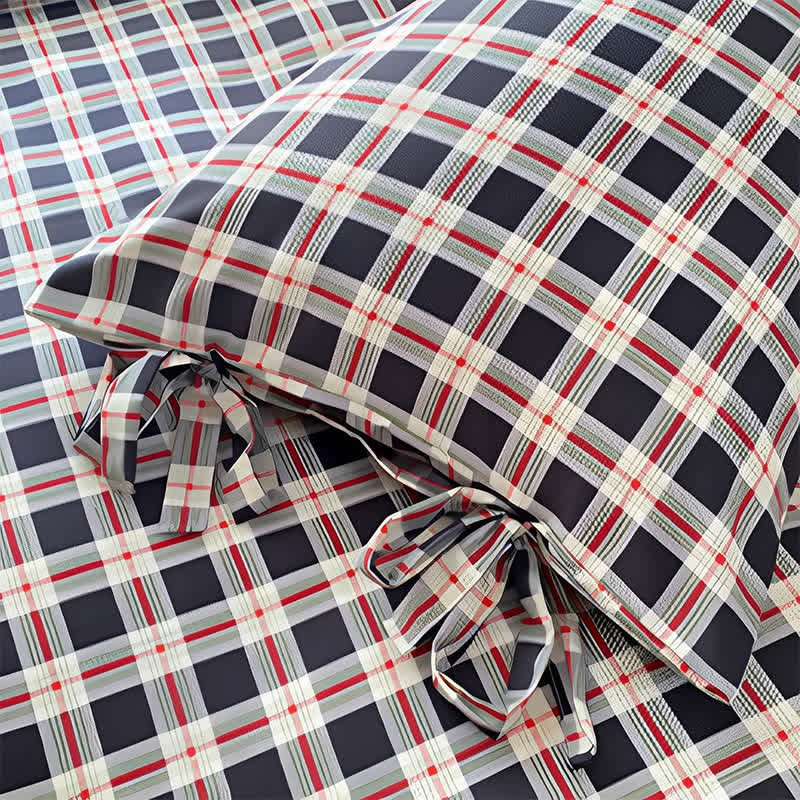 Heritage Plaid Red & Navy Washed Cotton Bedding Set - image 4