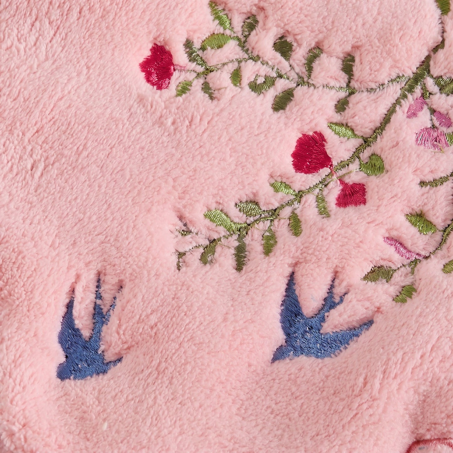 Bird & Floral Coral Fleece Hand Towel - image 5