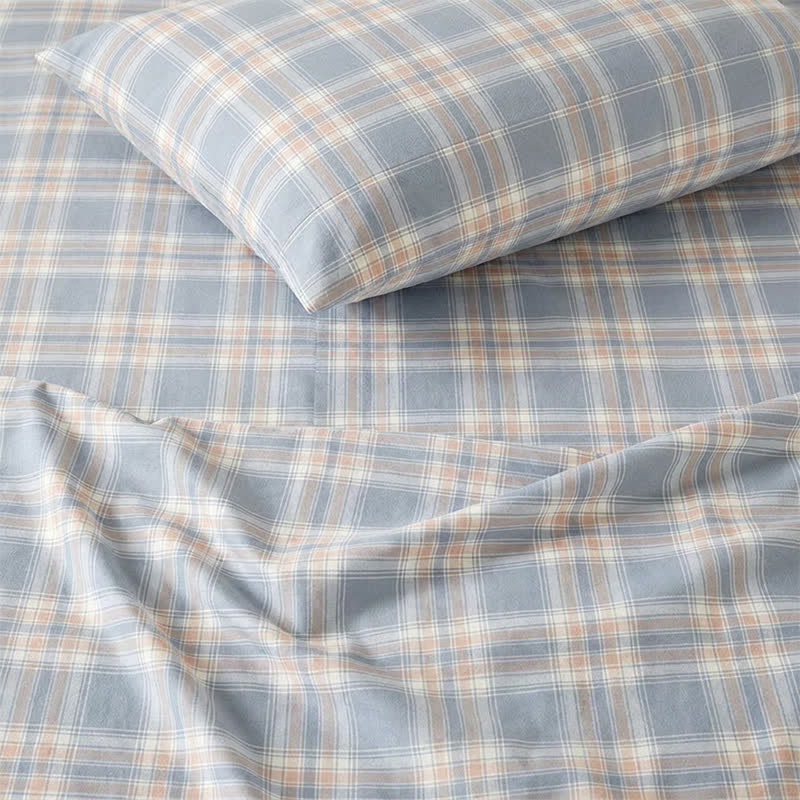 Blue Plaid Cotton Twin XL Bedding Set - image 5