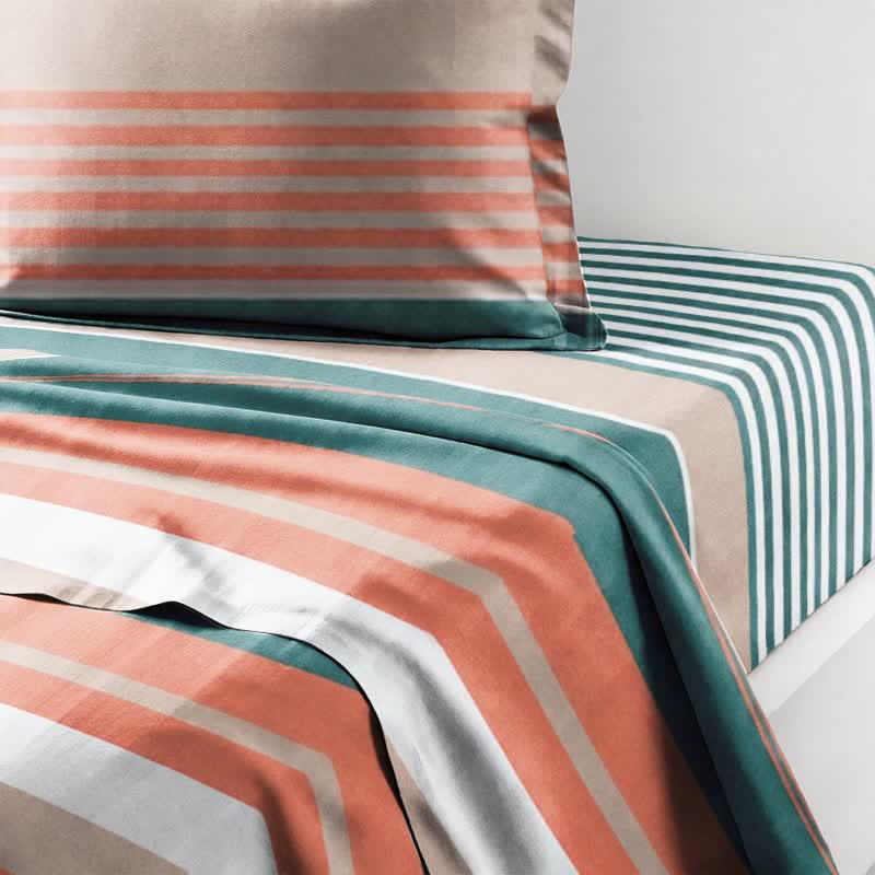 Coral Teal Stripe Twin XL Bedding Set - image 6