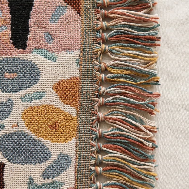 Boho Cat Woven Fringe Throw Blanket - image 4