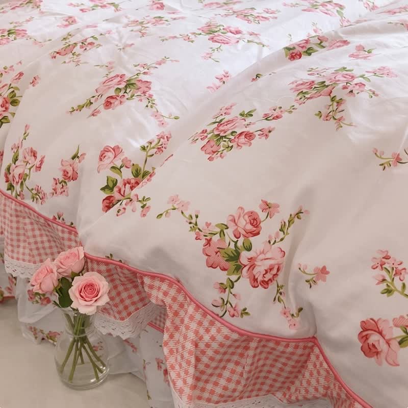Vintage Floral Ruffle Cotton Bedding Set - image 5