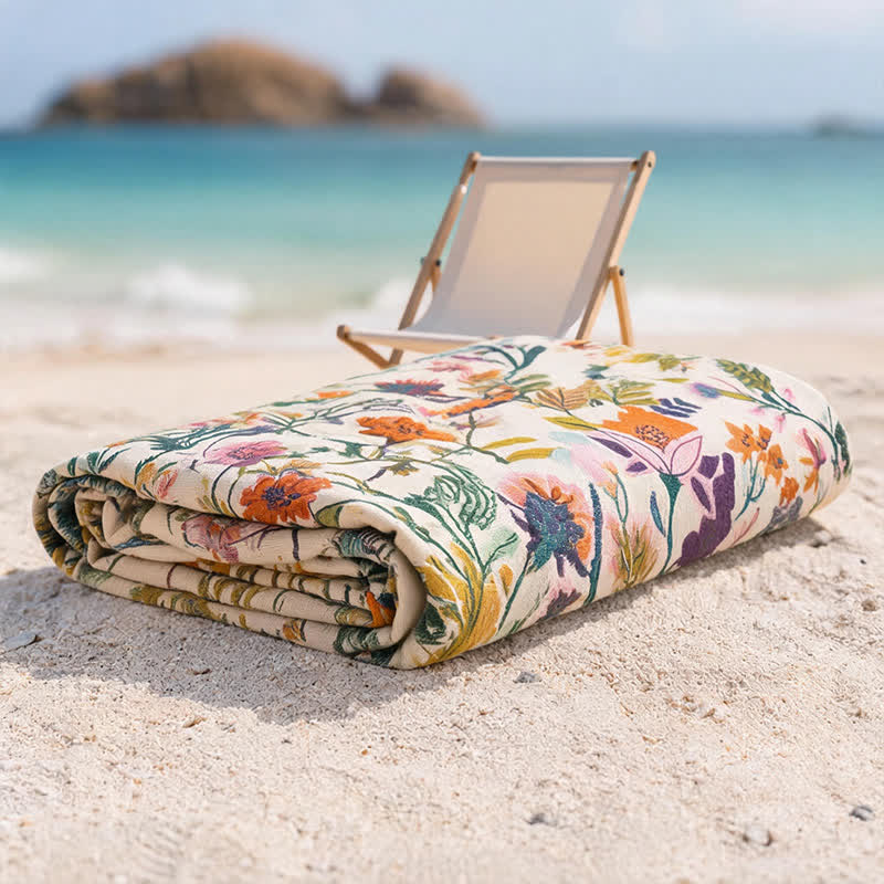 Floral 4-Layer Muslin Cotton Beach & Bath Towel - image 8