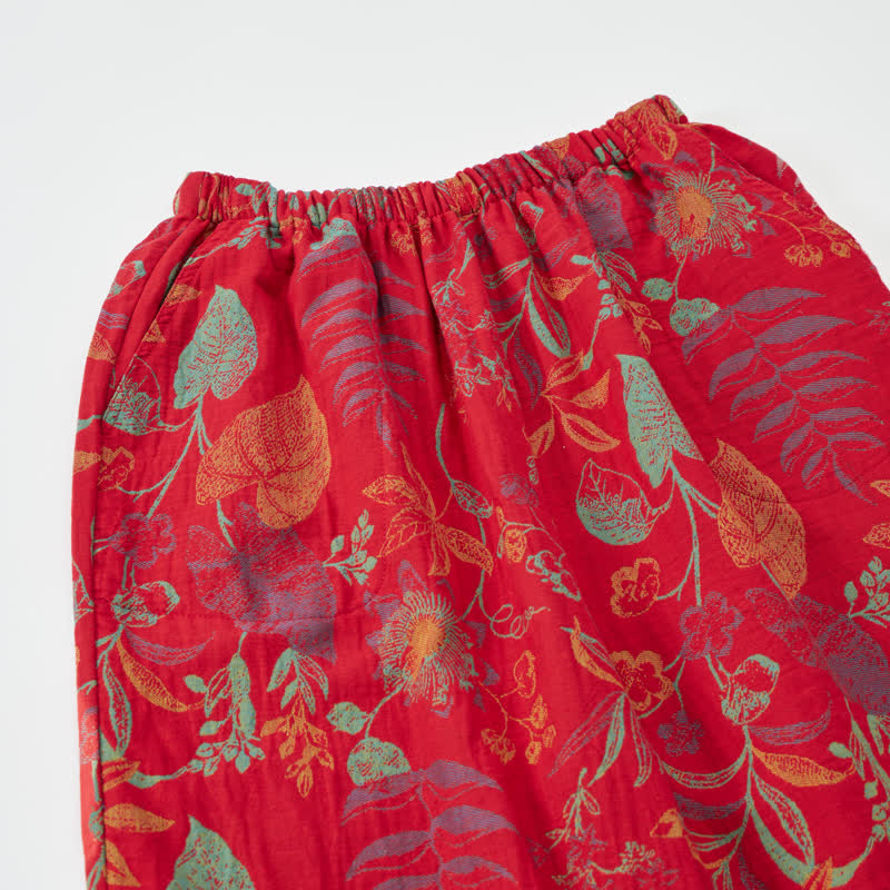 Retro Red Leaf Cotton Cami Lounge Set - image 3