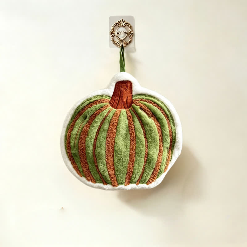 Pumpkin Shaped Quick Dry Hand Towel - Green - 3PCS - image 6