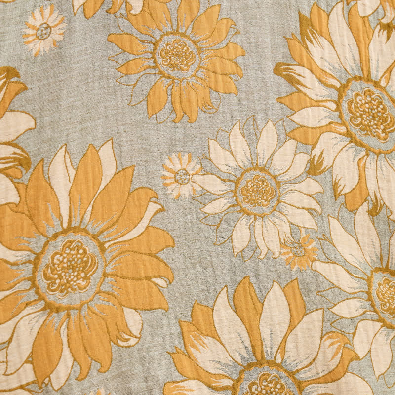 Vintage Sunflower Cotton Kimono Bathrobe - image 13