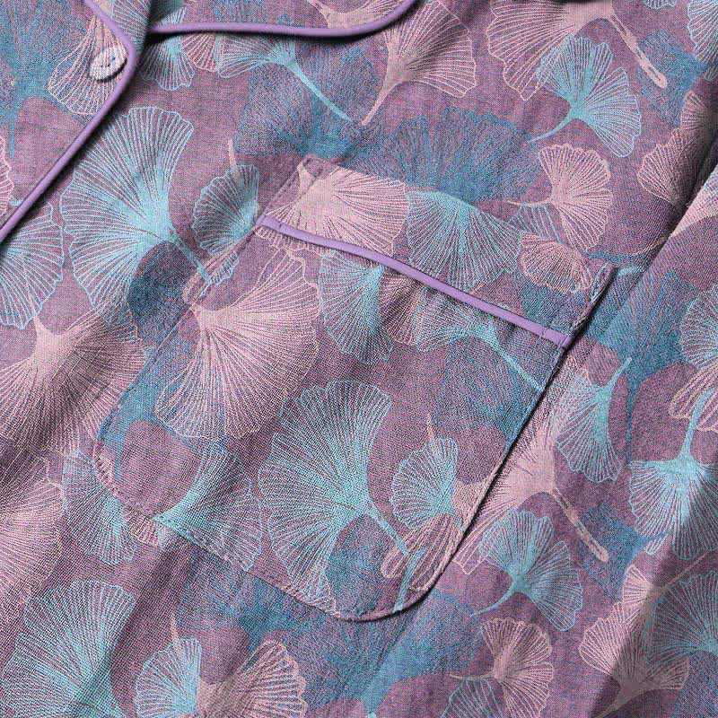 Ginkgo Leaf Cotton Notched‑Collar Loungewear Set - image 10