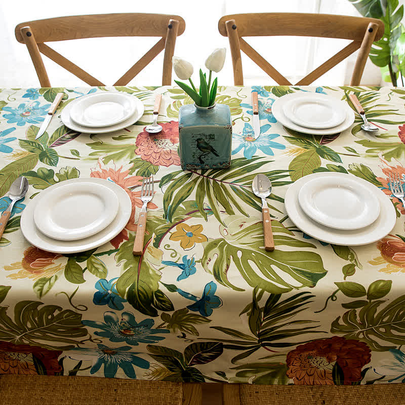 Tropical Rainforest Monstera Pure Cotton Tablecloth