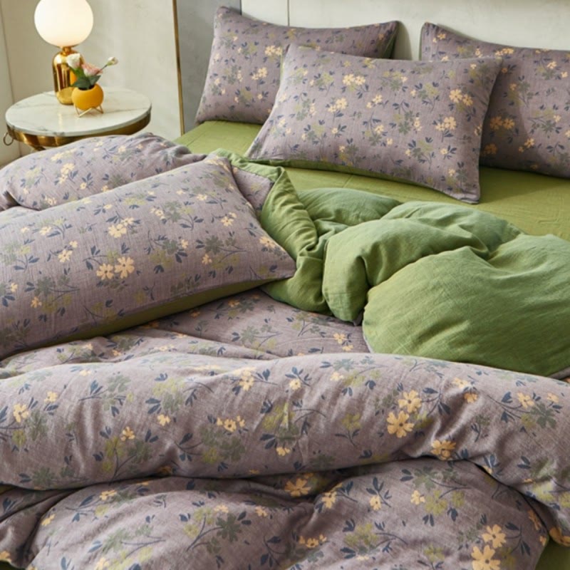 Pastoral Flower Leaf Cotton Reversible Bedding