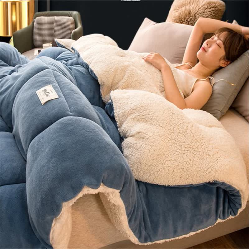 Solid Color Thick Warm Blanket with Quilt Core - image 6