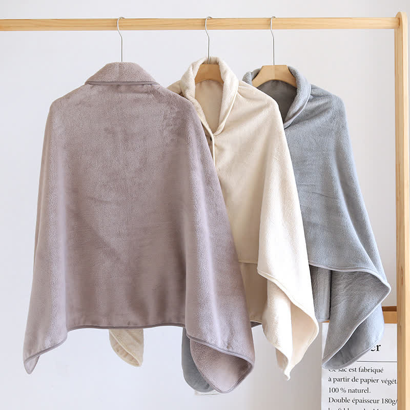 Solid Color Soft Flannel Shawl Blanket - image 2