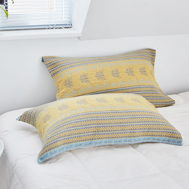 Ownkoti Yellow Bed Cotton Decorative Pillow Towel (2PCS) - image 3