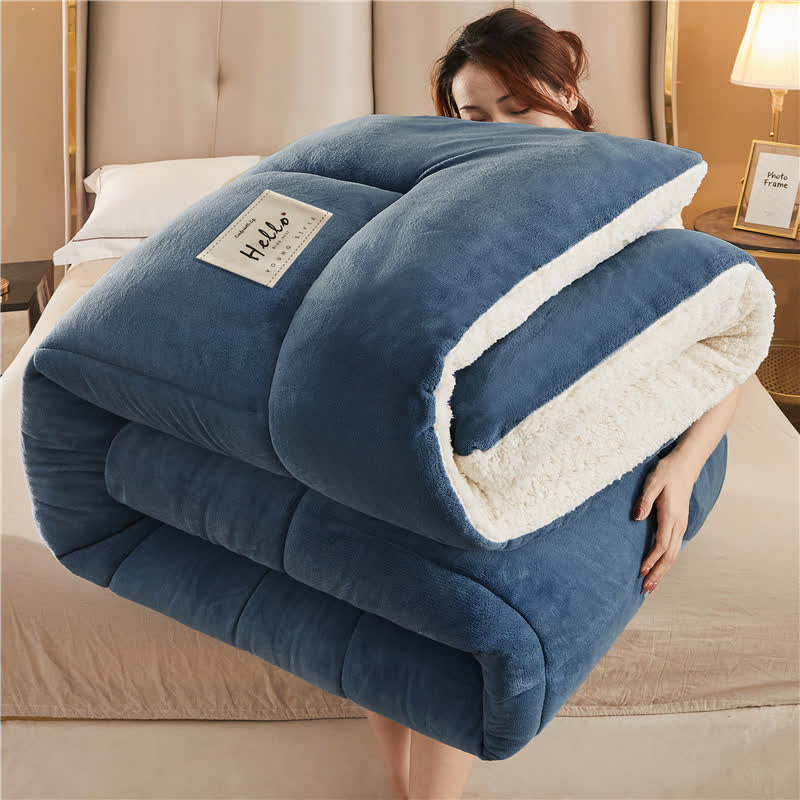Solid Color Thick Warm Blanket with Quilt Core - image 9