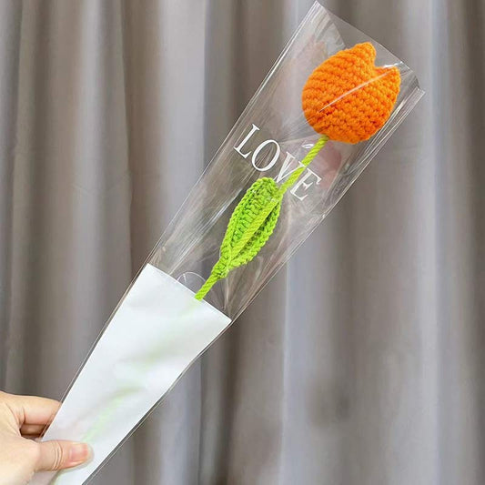 Knitted Handmade Crochet Tulip - Orange - 1PC - image 2