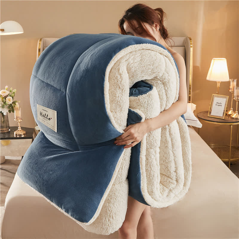 Solid Color Thick Warm Blanket with Quilt Core - image 8