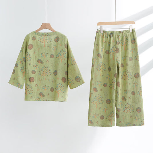 Leaf Tree Jacquard Cotton Loungewear Set - image 2
