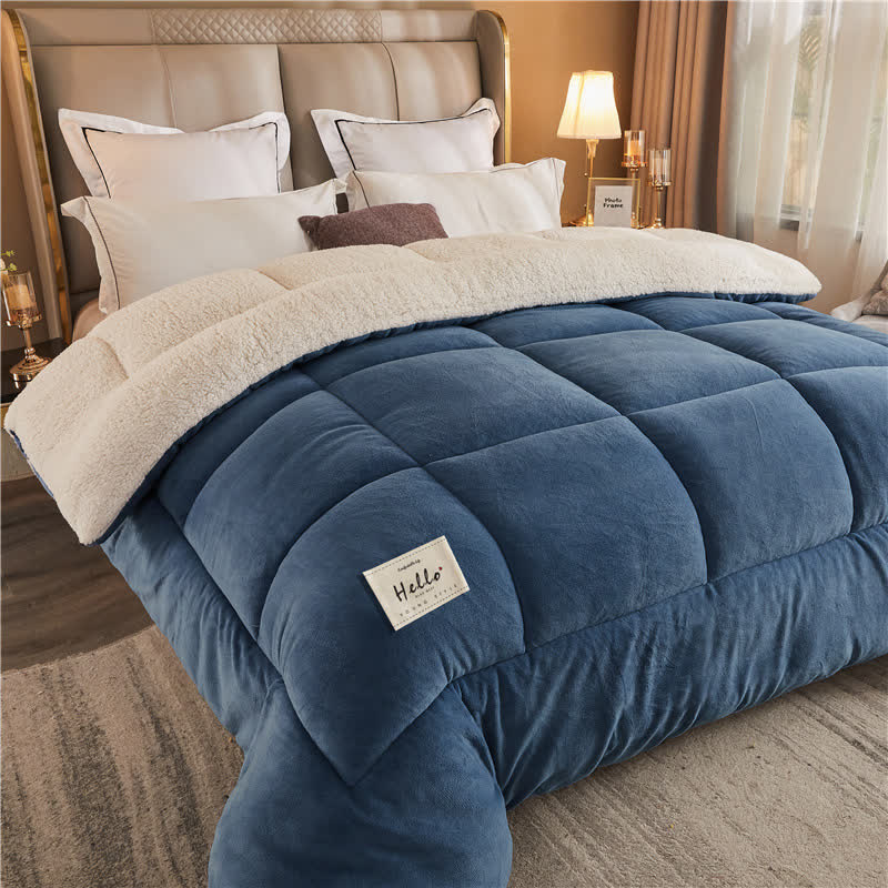 Solid Color Thick Warm Blanket with Quilt Core - image 7