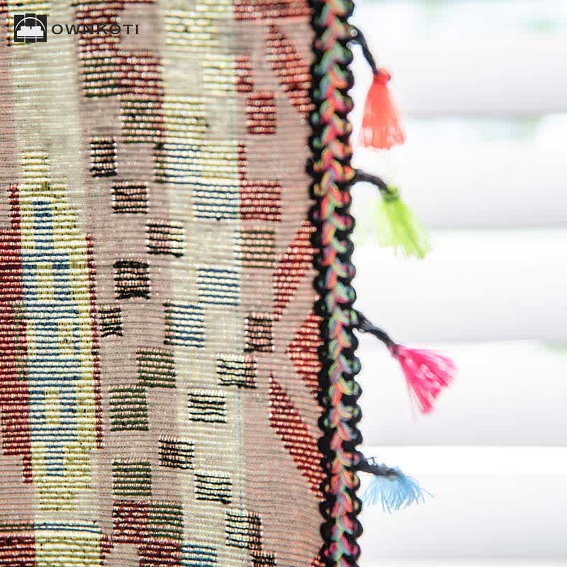 Multicolor Geometric Curtain Semi Blackout Drapes