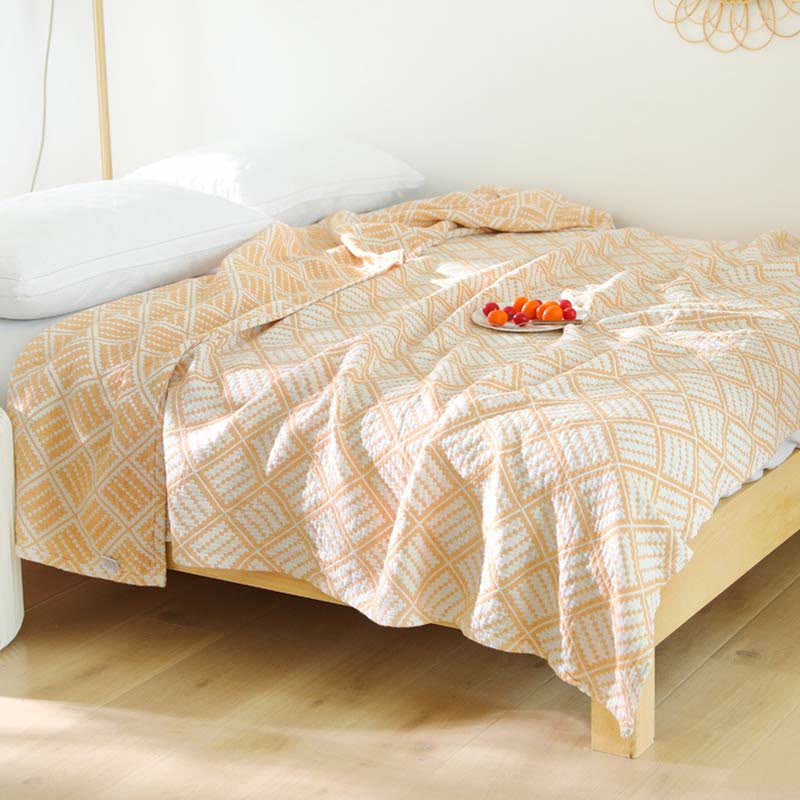 Ownkoti Plaid Pure Cotton Three Layers Quilt - Yellow - Queen - image 8