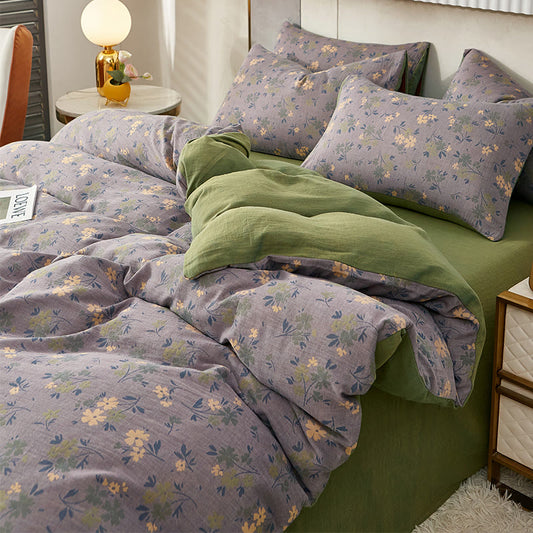 Pastoral Flower Leaf Cotton Reversible Bedding