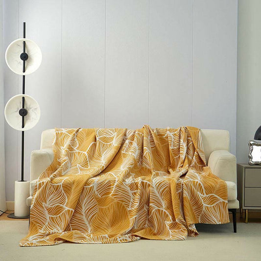 Plantain Leaf Sofa Cover Blanket - Yellow - 90" x 98" - image 1