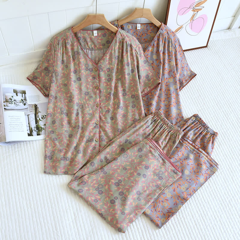 Floral Print Cotton Silk Loungewear Set - image 2