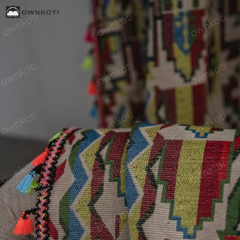 Multicolor Geometric Curtain Semi Blackout Drapes