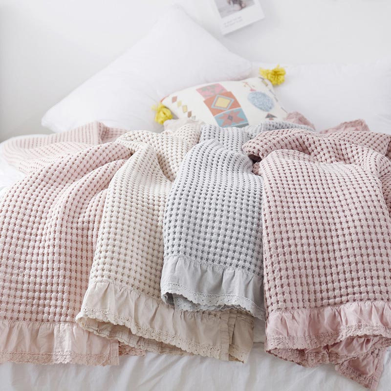 Ownkoti Waffle Weave Sofa Blanket Comfortable Quilt