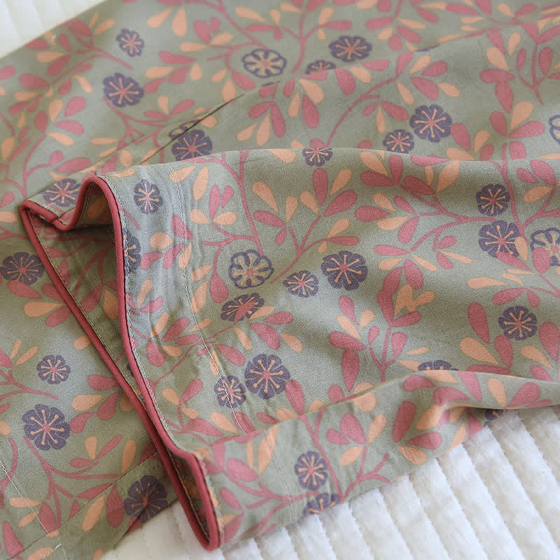 Floral Print Cotton Silk Loungewear Set - image 9