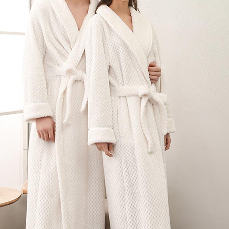 Ownkoti Puffy Fleece Pajama Long Bathrobe - White - Men: 3XL - image 7