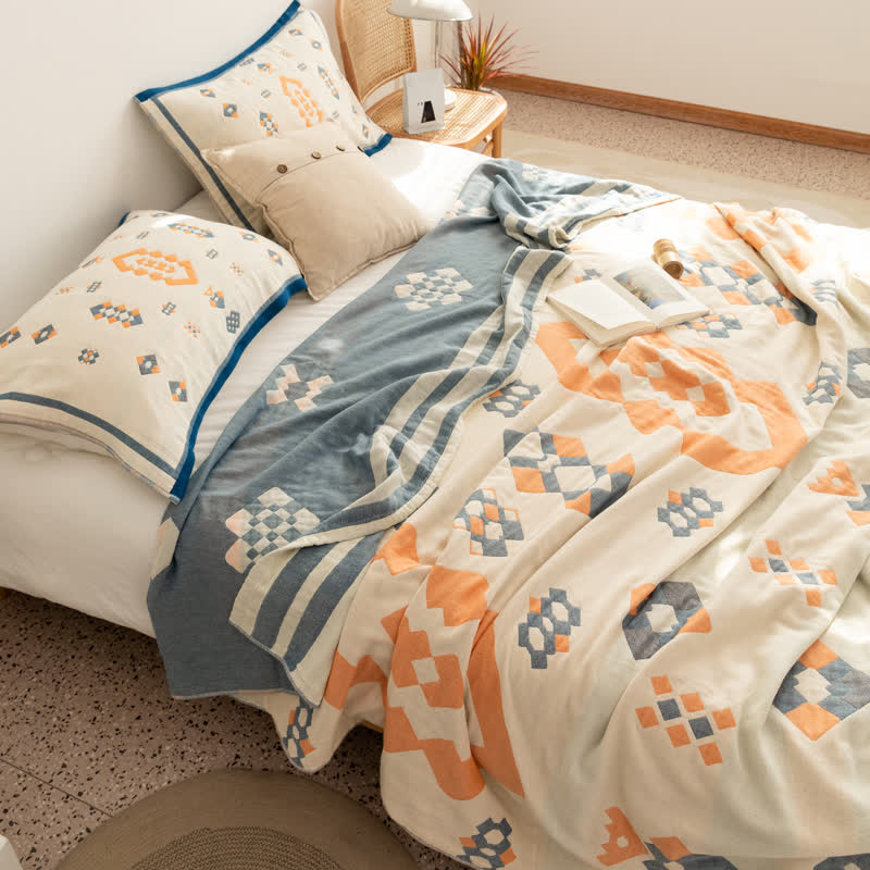 Geometric Four Layer Cotton Gauze Quilt