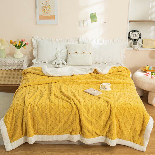 Ownkoti Puffy Cozy Reversible Throw Blanket - Yellow - 79" x 90" - image 1