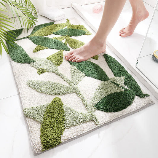Ownkoti Green Leaf Print Soft Non-Slip Floor Rug - A - 19.6" x 31.5" - image 0