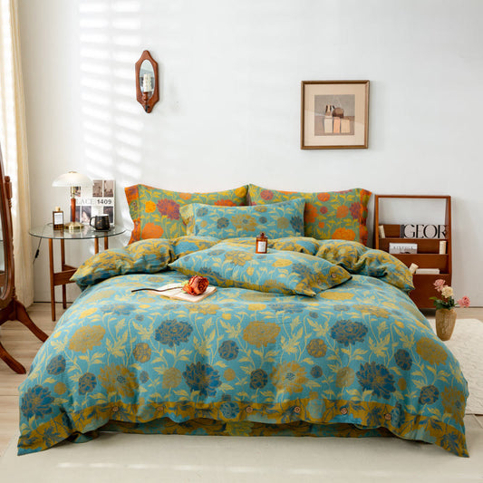 Retro Flower Leaf Cotton Bedding Sets(4PCS) - image 2