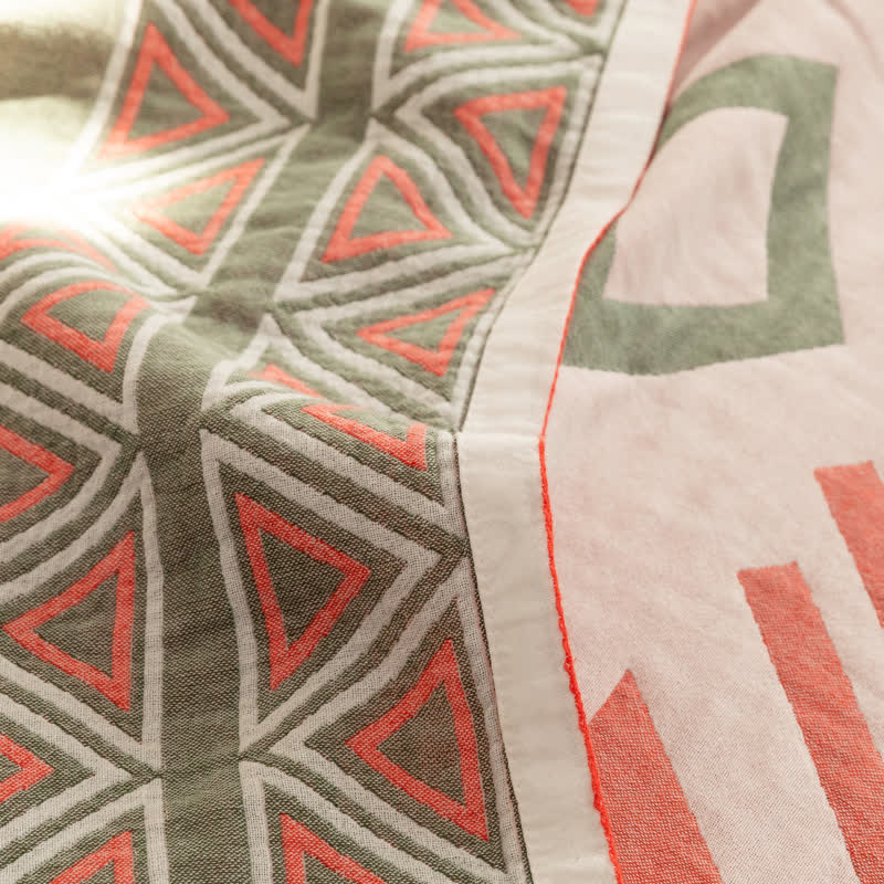 Geometric Triangle Cotton Gauze Summer Quilt