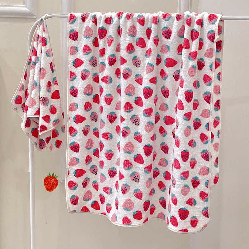 Strawberry Bathroom Towel Beach Towel Set (2PCS)