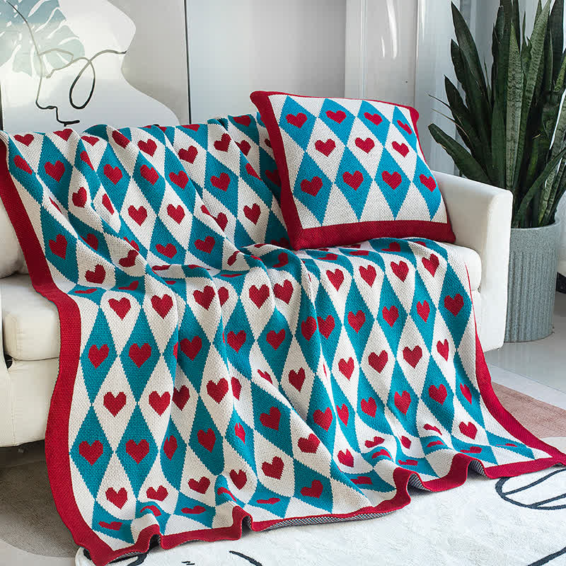 Diamond & Love Knitted Decorative Blanket