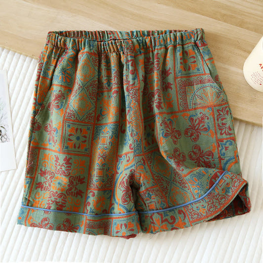 Retro Style Cotton Gauze Summer Pajama Shorts