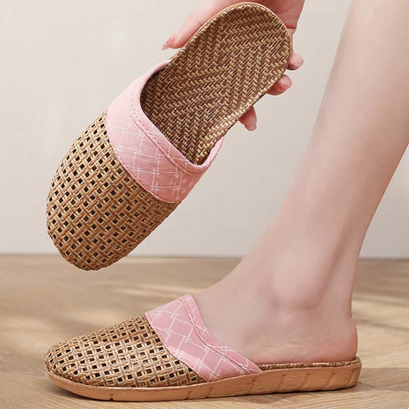 Modern Hollow-out Anti-slip Flax Slippers