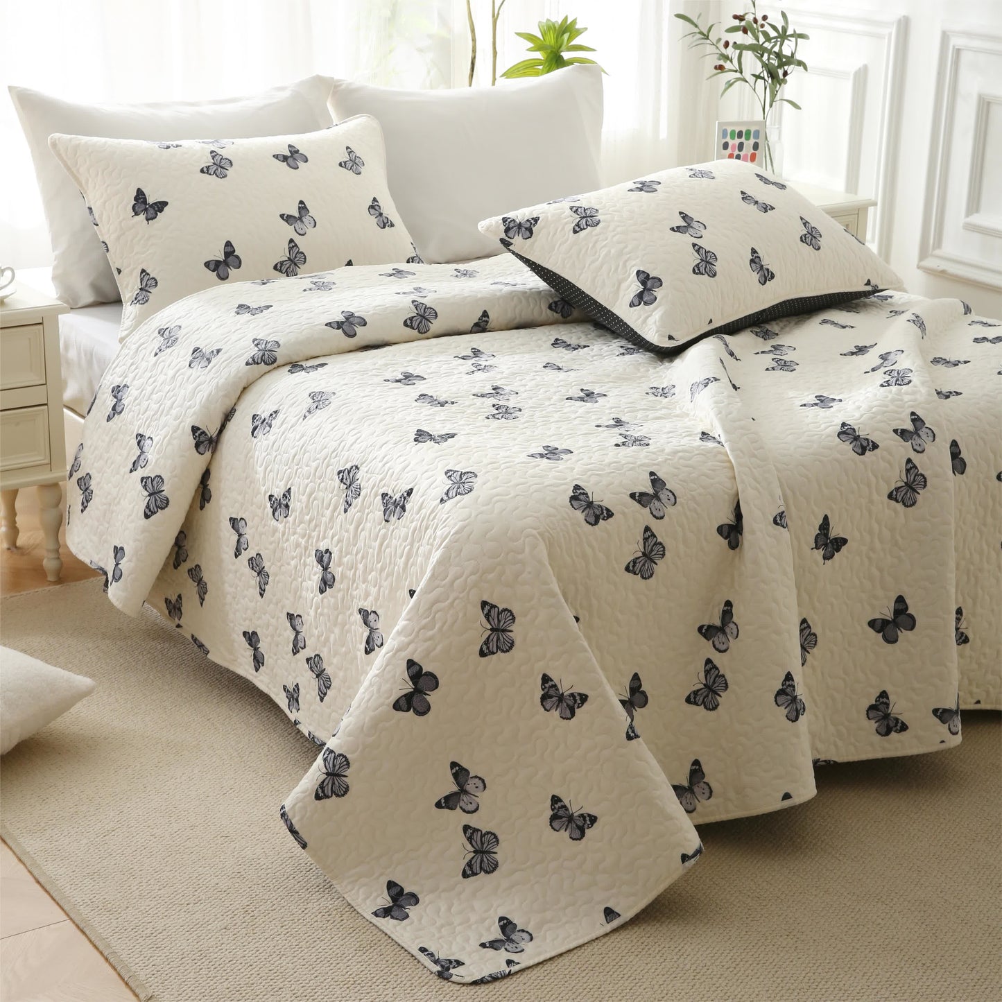 Elegant Buttefly Pure Cotton Quilted Bedding