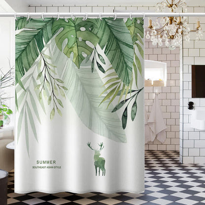 Rural Leaf & Elk Divider Shower Curtain